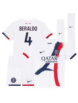 Detské Futbalové oblečenie Paris Saint-Germain Lucas Beraldo #4 2025-26 Krátky Rukáv - Preč (+ trenírky)